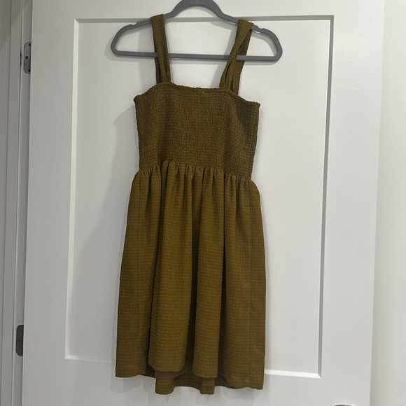 NWT Madewell Texture & Thread Sz M Smocked Sleeveless Dress Spiced‎ Olive Mini - Picture 12 of 14